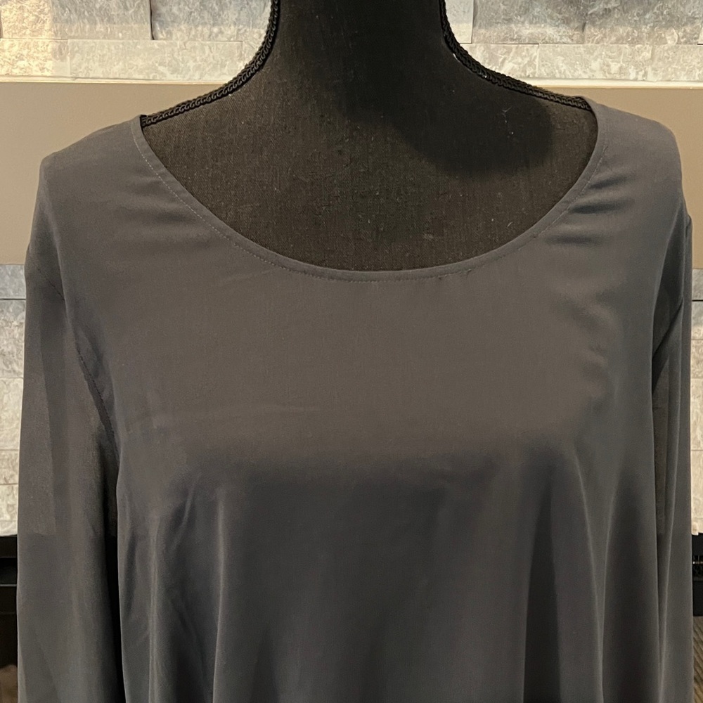 WynneLayers Black Assymetric Long Sleeve sheer Blouse size XL - Picture 4 of 11